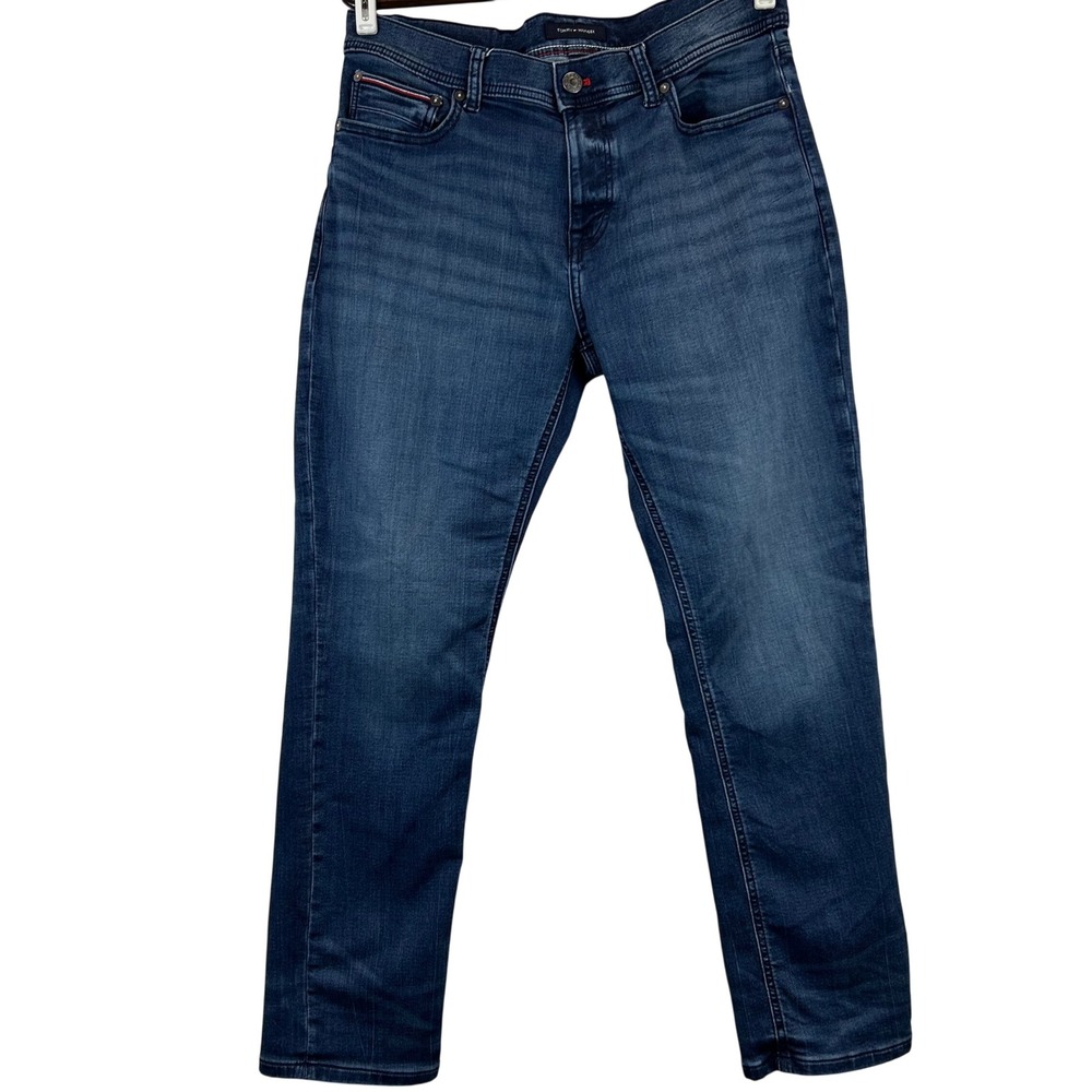 Tommy Hilfiger Denton Straight Leg Jeans Men 34x29 Medium Dark Wash Blue Stretch